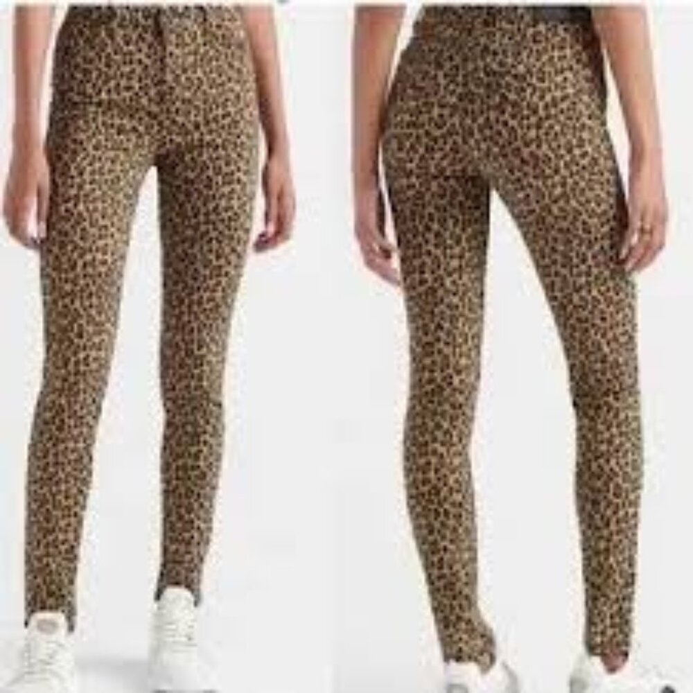 Levis 720 High Rise Supper Skinny Leopard Print Womens 34 Stretch 5 Pockets